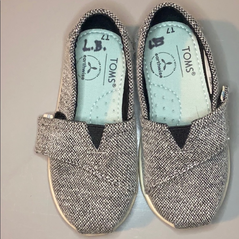 Toms tiny heathered grey alpargata toddler shoes
